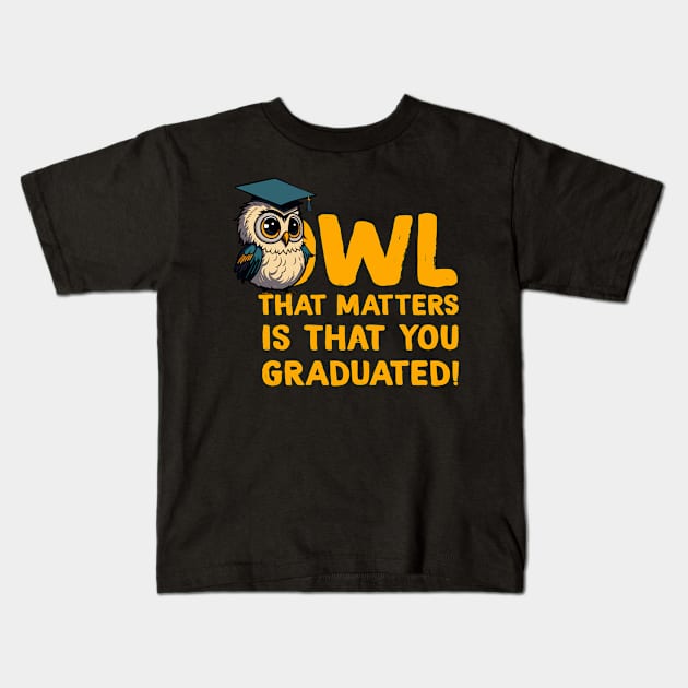 Cool Owl Graduation Pun Kids T-Shirt by ZAZIZU